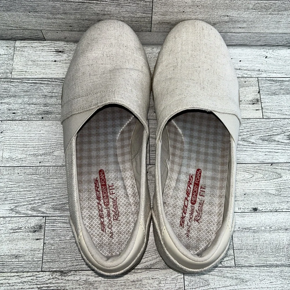 Skechers Breathe‎ Easy Swayful Beige Fabric Comfort Shoes 100384 Women Size 10